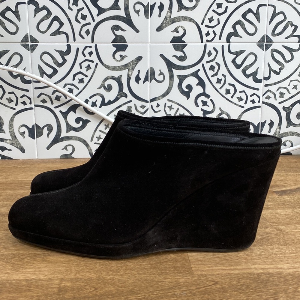 Prada Sport Black Suede Wedge Mules/Clogs - Picture 5 of 16